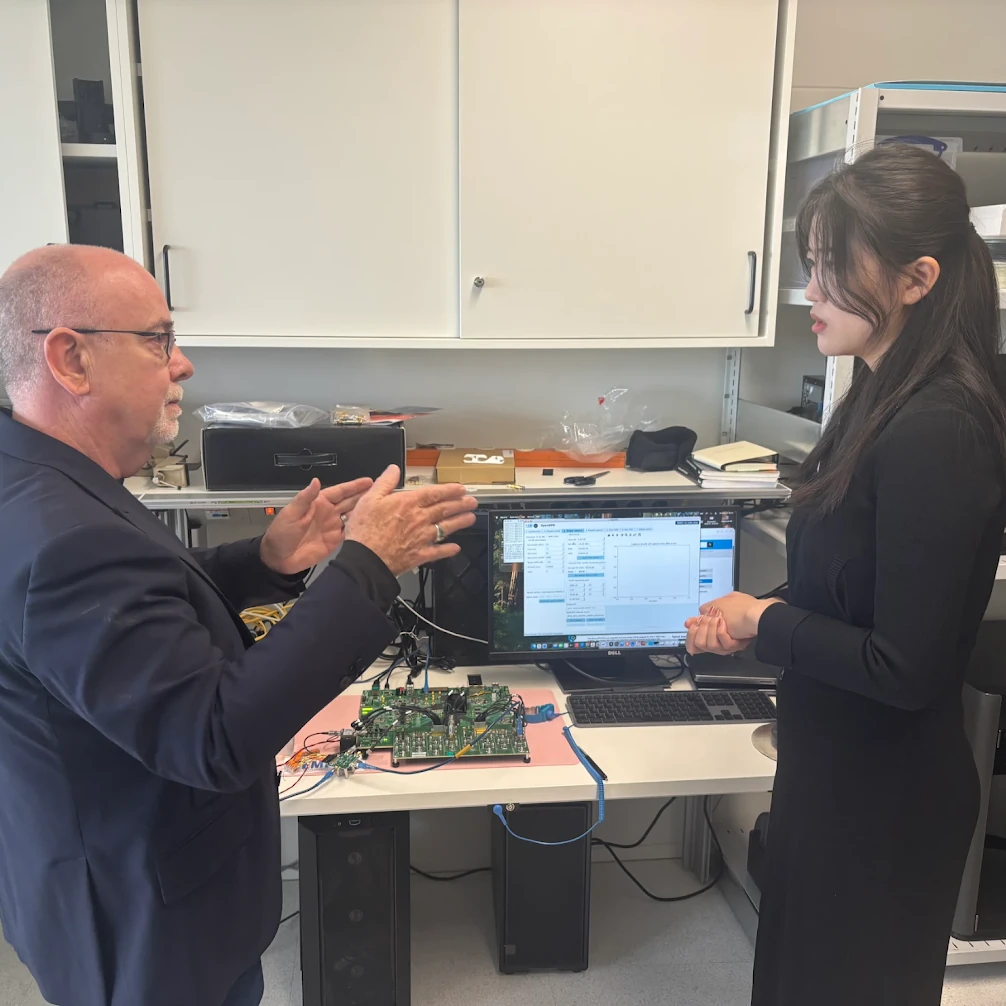 Chris and Yizhuo discussing our DPD demo