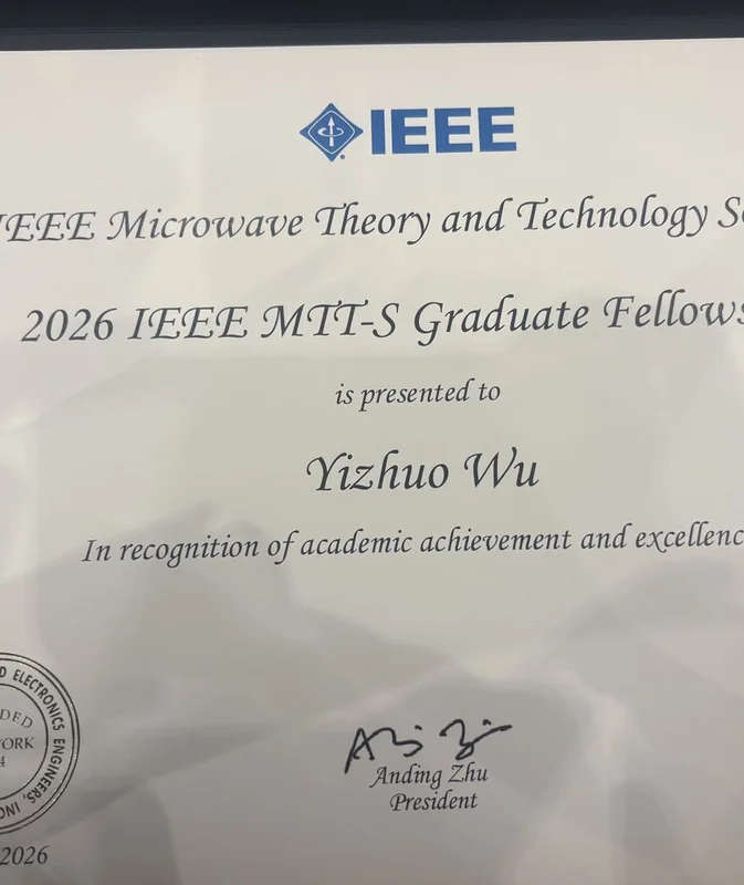 Yizhuo Wu Awarded 2026 IEEE MTT-S Graduate Fellowship — image 2